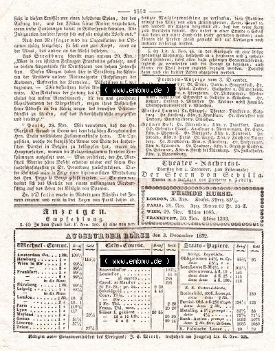1832, 338, Montag 3. Dezember, Augsburger Abendzeitung Seite 1352. Sammlung