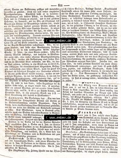 1832, 166, Donnerstag 14. Juni, Augsburger Abendzeitung Seite 658. Sammlung