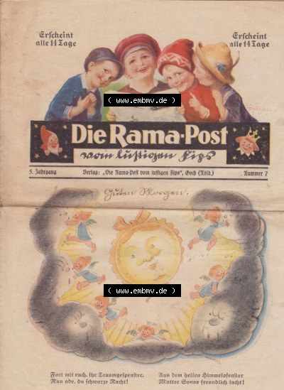 Die Rama-Post vom lustigen Fips, 1929, 1930, 5. Jahrgang, Nr. 7, Seite 49, Guten Morgen-Zeichnung, Die Rama-Post Sammlung