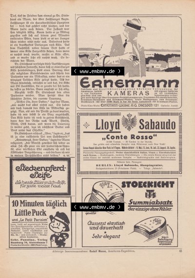 Meggendorfer-Blätter 1922, Nr. 1634, vom 20 April 1922, Seite 45, Ernemann-Kameras, Ernemann-Werke AG Dresden. Sammlung