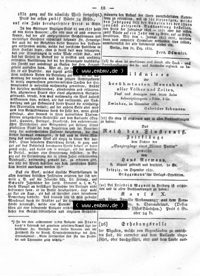 Morgenblatt 1832, Sonnabend 28 Januar, Nr. 5, Seite 10, Intelligenz-Blatt, Die Wirkung von Arzneimittel und Gifte. Sammlung