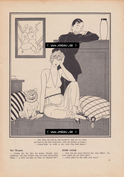 Meggendorfer-Blätter 1922, Nr. 1634, vom 20 April 1922, Seite 35, Der Beamte, höchst einfach, Ach, Fritz, wie hast du dich verändert!. Sammlung