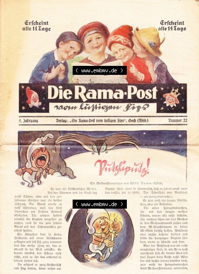 Die Rama-Post vom lustigen Fips, 1929, 1930, 5. Jahrgang, Nr. 22, Pützlipütz, Willi Damm - Kistritz, Seite 169, Die Rama-Post Sammlung