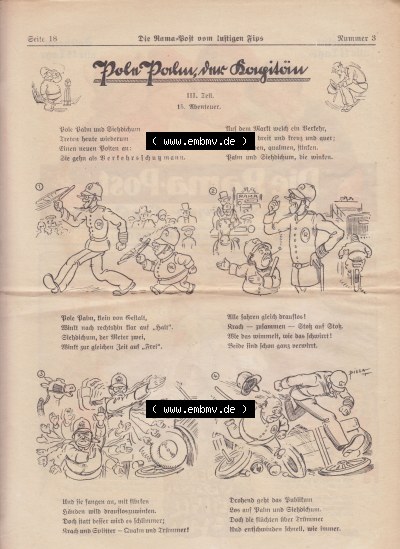 Die Rama-Post vom lustigen Fips, 1929, 1930, 5. Jahrgang, Nr. 3, Seite 18, III. Teil, 15. Abenteuer, Die Rama-Post Sammlung