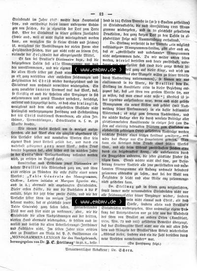 Morgenblatt 1832, Donnerstag 19 Januar, Nr. 6, Seite 12, Kunst-Blatt, Monogrammen - Kunde. Sammlung