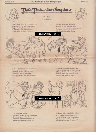 Die Rama-Post vom lustigen Fips, 1929, 1930, 5. Jahrgang, Nr. 8, Seite 63, Comic, III. Teil, 20. Abenteuer, Die Rama-Post Sammlung