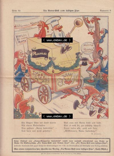 Die Rama-Post vom lustigen Fips, 1929, 1930, 5. Jahrgang, Nr. 8, Seite 64, Der Wagen fährt ins Land hinein, Die Rama-Post Sammlung
