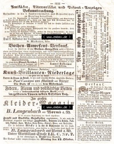 1846, 284, Sonntag 11. Oktober, Augsburger Abendzeitung Seite 1646 (1). Sammlung