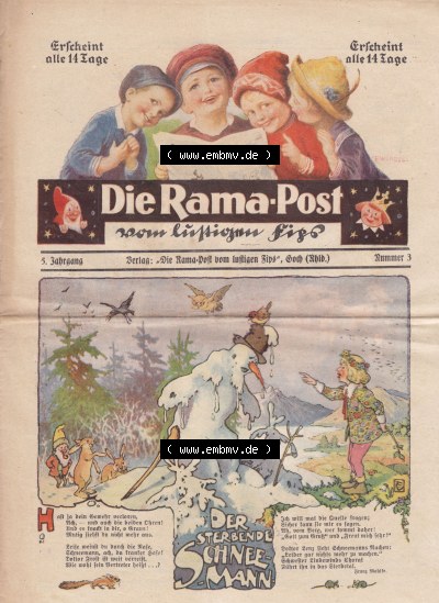 Die Rama-Post vom lustigen Fips, 1929, 1930, 5. Jahrgang, Nr. 3, Seite 17, Der Sterbende Schneemann, Die Rama-Post Sammlung