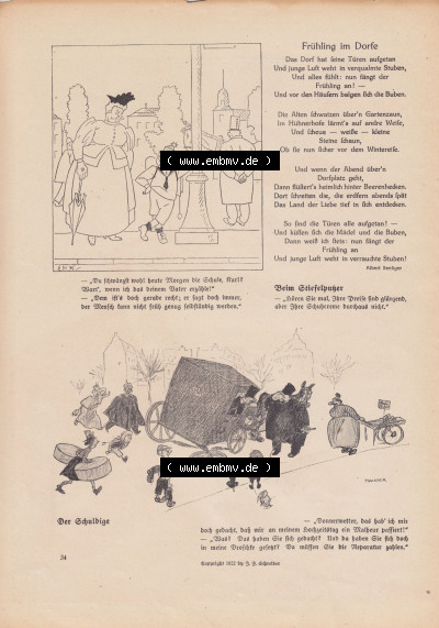 Meggendorfer-Blätter 1922, Nr. 1634, vom 20 April 1922, Seite 34, Frühling im Dorfe, Beim Stiefelputzer. Sammlung