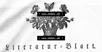 Morgenblatt 1832, Montag 23 Januar, Nr. 9, Seite 33, Literatur-Blatt Titel-Grafik mit Blumen und Schmetterlinge. Sammlung