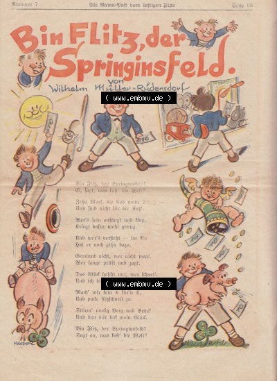 Die Rama-Post vom lustigen Fips, 1929, 1930, 5. Jahrgang, Nr. 7, Seite 53, Bin Flitz, der Springinsfeld, Die Rama-Post Sammlung