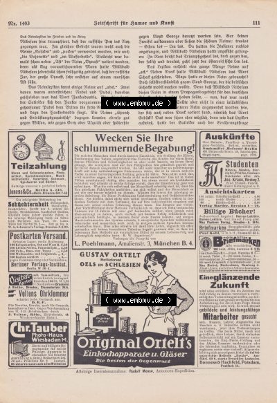 Meggendorfer-Blätter 1917, Nr. 1403, vom 15. November 1917 Seite 111, Original Ortelts Einkochapparate und Gläser. Sammlung