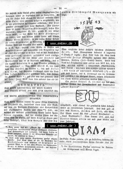 Morgenblatt 1832, Donnerstag 26 Januar, Nr. 8, Seite 31, Kunst-Blatt, Monogrammkunde. Sammlung