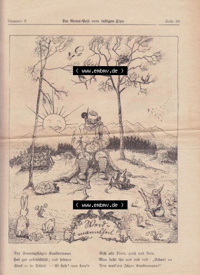 Die Rama-Post vom lustigen Fips, 1929, 1930, 5. Jahrgang, Nr. 8, Seite 59, Der Sonntagsjäger Knallermann, Die Rama-Post Sammlung