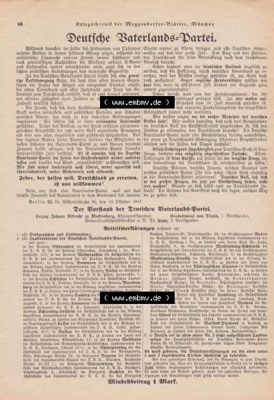 Meggendorfer-Blätter 1917, Nr. 1403, vom 15. November 1917 Seite 98, Deutsche Vaterlands-Partei. Sammlung