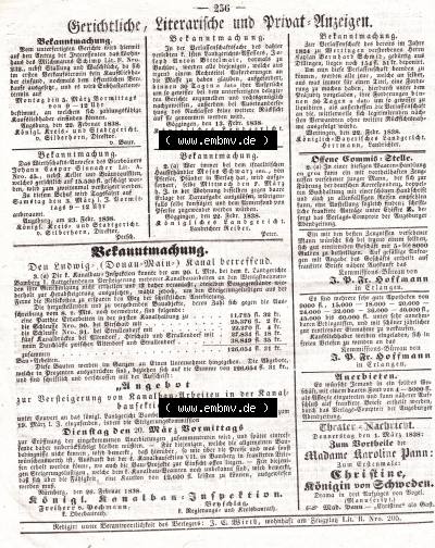 1838, Nr. 59, Mittwoch 28. Februar, Augsburger Abendzeitung Seite 236. Sammlung