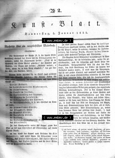 Morgenblatt 1832, 5 Januar, Nr. 2, Seite 5, Kunst-Blatt, Nachricht über ein neugriechisches Malerbuch Sammlung
