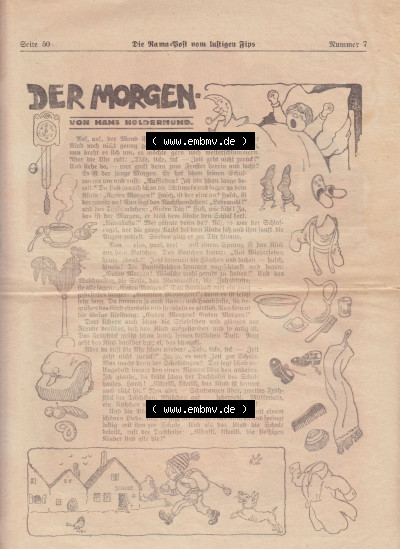 Die Rama-Post vom lustigen Fips, 1929, 1930, 5. Jahrgang, Nr. 7, Seite 50, Der Morgen, von Hans Holdermund, Die Rama-Post Sammlung