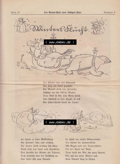 Die Rama-Post vom lustigen Fips, 1929, 1930, 5. Jahrgang, Nr. 3, Seite 22, Winter Flüngt, Die Rama-Post Sammlung