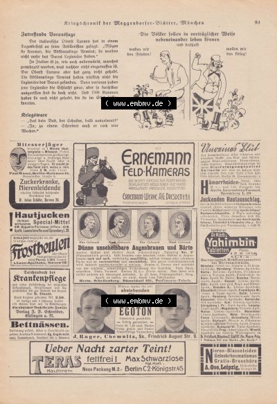 Meggendorfer-Blätter 1917, Nr. 1403, vom 15. November 1917 Seite 99, Ernemann Feld-Kameras, Ernemann-Werke, AG Dresden 121. Sammlung