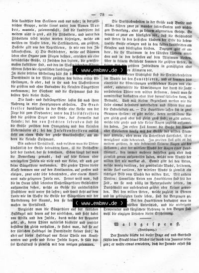 Morgenblatt 1832, Dienstag, 24 Januar, Nr. 20, Seite 78, Fortsetzung Über die Größenverhältnisse der Säugetiere. Sammlung