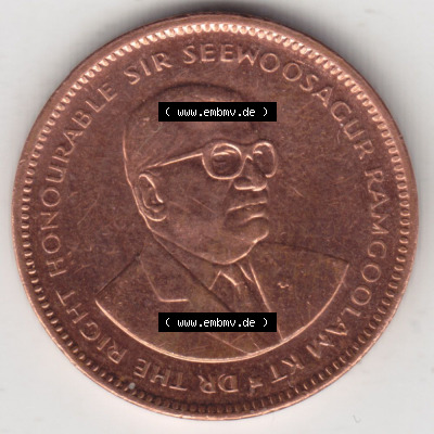 Münzen Afrika Mauritius Umlaufmünzen 1987-2017, 5 Cent 2017. Rückseite einer Münze aus Mauritius, Mauritius befindet sich... Sammlung