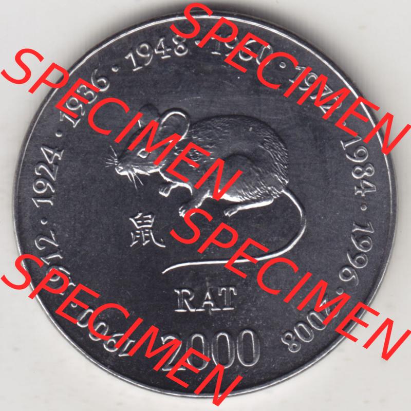 Münzen Afrika Somalia Lunar Gedenkmünzen 2000-2000, 10 Schilling mit Chinesischen Tierkreiszeichen 2008 Maus, Rat. Vorderseite einer Lunar, den Chinesischen Tierkreiszeichen,... Sammlung