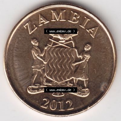 Münzen Afrika Sambia Umlaufmünzen 2012-2017, Ngwee 2012. Rückseite einer Münze aus Sambia, Sambia befindet sich auf dem Kontinent Afrika. Hier befindet sich... Sammlung
