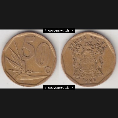 Münzen Afrika Südafrika Umlaufmünzen 1996-2000, 50 Cent 1996 (3) Sammlung