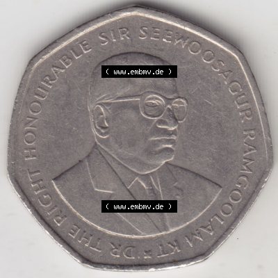 Münzen Afrika Mauritius Umlaufmünzen 1997-2000, 10 Rupien, Rupees 1997. Rückseite einer Münze aus Mauritius, Mauritius befindet sich auf dem Kontinent Afrika.... Sammlung