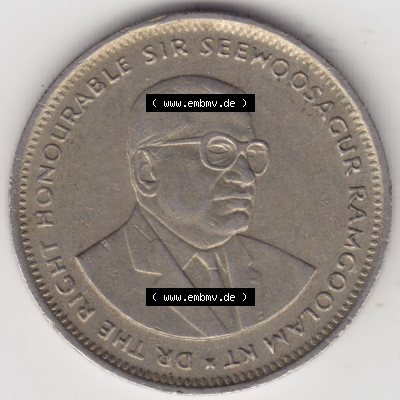 Münzen Afrika Mauritius Umlaufmünzen 1987-2010, 1 Rupie, 1 Rupee 1990. Rückseite einer Münze aus Mauritius, Mauritius befindet sich auf dem Kontinent Afrika.... Sammlung