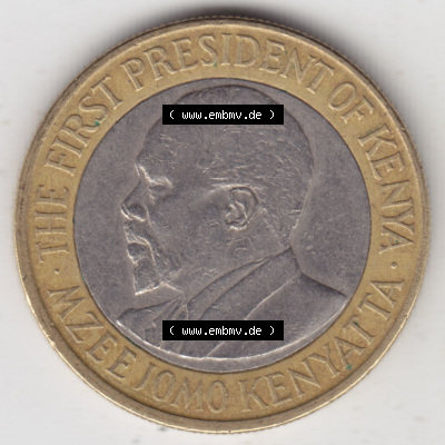 Münzen Afrika Kenia Umlaufmünzen 2005-2009, 10 Schilling - Shillings 20005. Rückseite einer Münze aus Kenia, Kenia befindet... Sammlung