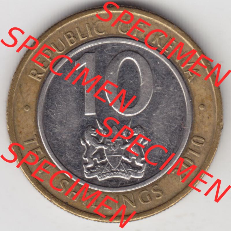 Münzen Afrika Kenia Umlaufmünzen 2010-2010, 10 Schilling - Shillings 2010. Vorderseite einer Münze aus Kenia, Kenia befindet sich auf dem Kontinent Afrika. Hier... Sammlung