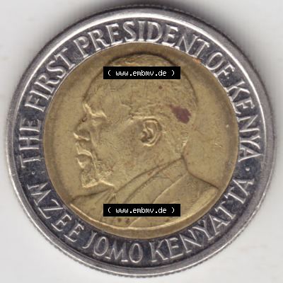 Münzen Afrika Kenia Umlaufmünzen 2010-2010, 5 Schilling - Shillings 2010. Rückseite einer Münze aus Kenia, Kenia befindet sich auf dem Kontinent Afrika. Hier... Sammlung
