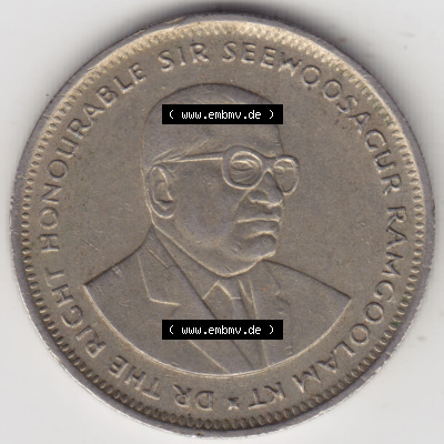 Münzen Afrika Mauritius Umlaufmünzen 1987-2010, 1 Rupie, 1 Rupee 1990. Rückseite einer Münze aus Mauritius, Mauritius befindet... Sammlung