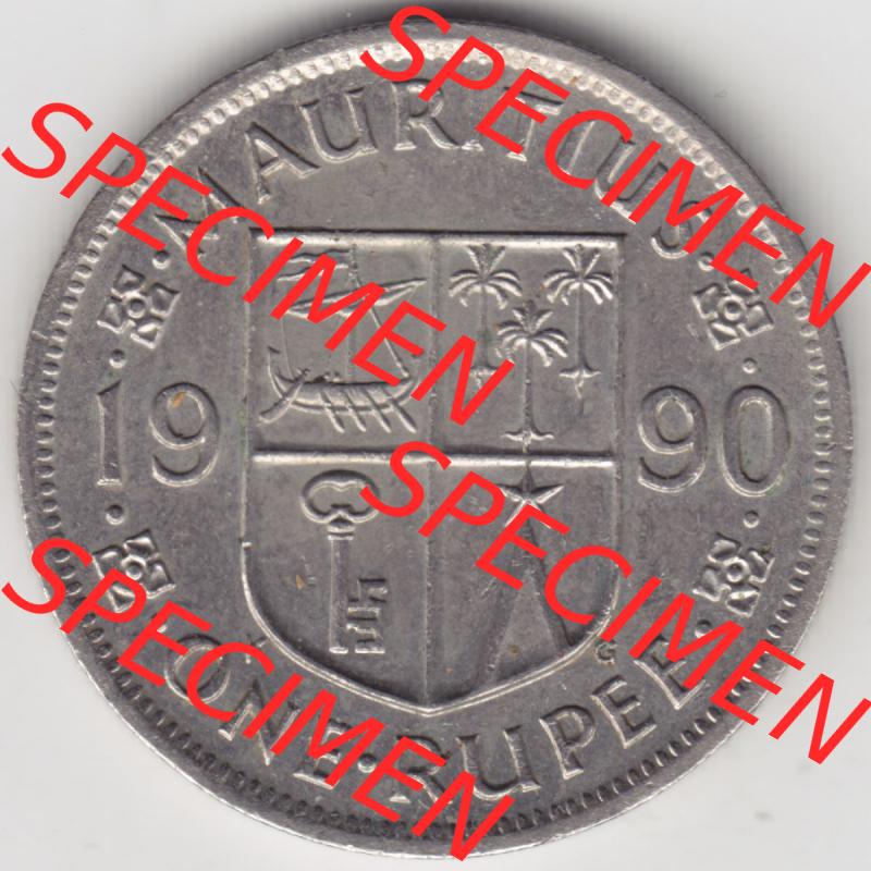 Münzen Afrika Mauritius Umlaufmünzen 1987-2010, 1 Rupie, 1 Rupee 1990. Vorderseite einer Münze aus Mauritius, Mauritius befindet sich auf dem Kontinent Afrika.... Sammlung