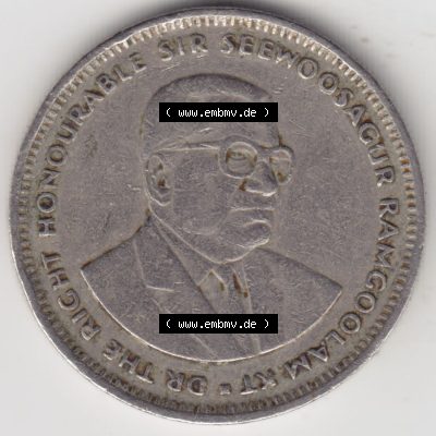 Münzen Afrika Mauritius Umlaufmünzen 1987-2010, 1 Rupie, 1 Rupee 1991. Rückseite einer Münze aus Mauritius, Mauritius befindet sich auf dem Kontinent Afrika.... Sammlung