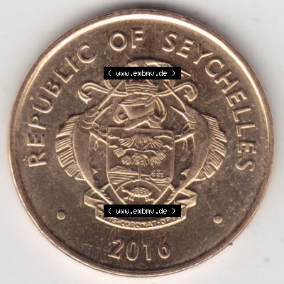 Münzen Afrika Seychellen Umlaufmünzen 2016-2021, 10 Cent 2016. Rückseite einer Münze aus der Republik der Seychellen - Republic of Seychelles, die Seychellen befinden... Sammlung