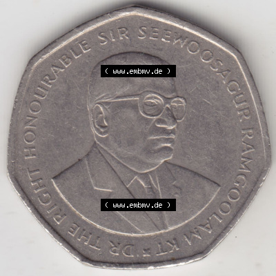 Münzen Afrika Mauritius Umlaufmünzen 1997-2000, 10 Rupien, Rupees 1997. Rückseite einer Münze aus Mauritius, Mauritius befindet... Sammlung