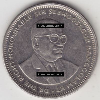 Münzen Afrika Mauritius Umlaufmünzen 1987-2010, 1 Rupie, One-Rupee 2004. Rückseite einer Münze aus Mauritius, Mauritius befindet sich auf dem Kontinent Afrika.... Sammlung