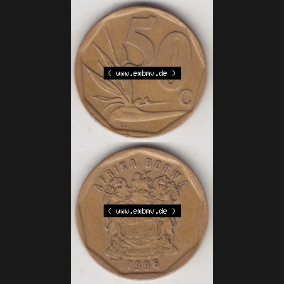 Münzen Afrika Südafrika Umlaufmünzen 1996-2000, 50 Cent 1996 (4) Sammlung