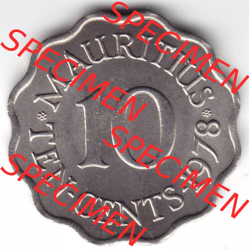 Münzen Afrika Mauritius Umlaufmünzen 1954-1978, 10 Cent 1978. Vorderseite einer Münze aus Mauritius, Mauritius befindet sich auf dem Kontinent Afrika. Hier befindet... Sammlung