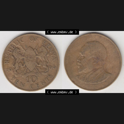 Münzen Afrika Kenia Umlaufmünzen 1966-1968, 10 Cents 1966. Vorderseite und Rückseite nebeneinander auf einen Digitalen Bild einer Münze aus Kenia, Kenia befindet... Sammlung