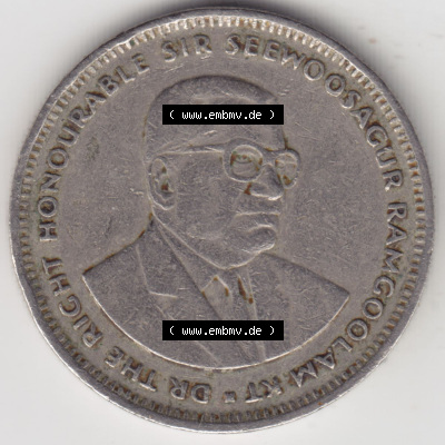 Münzen Afrika Mauritius Umlaufmünzen 1987-2010, 1 Rupie, 1 Rupee 1991. Rückseite einer Münze aus Mauritius, Mauritius befindet... Sammlung
