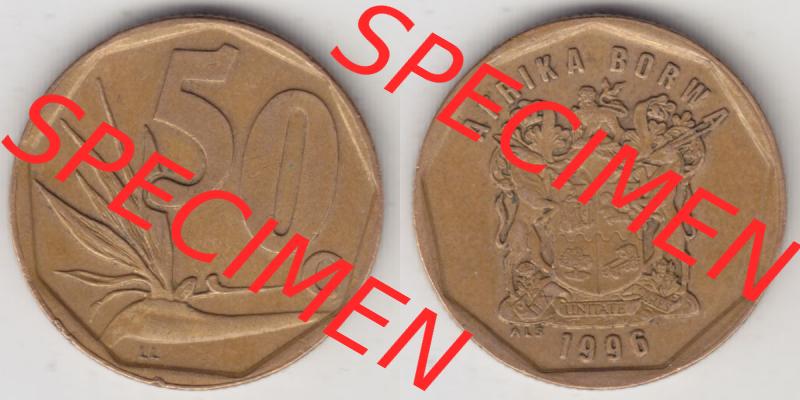 Münzen Afrika Südafrika Umlaufmünzen 1996-2000, 50 Cent 1996 (3) Sammlung