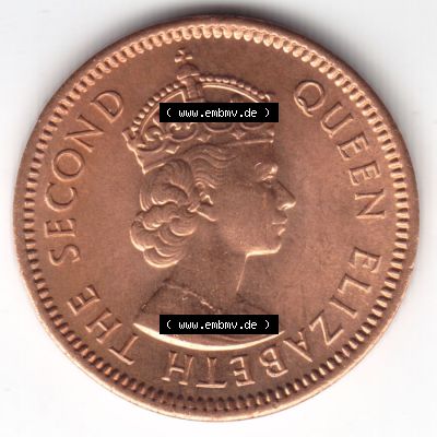 Münzen Afrika Mauritius Umlaufmünzen 1953-1978, 1 Cent 1975. Rückseite einer Münze aus Mauritius, Mauritius befindet sich auf dem Kontinent Afrika. Hier befindet... Sammlung