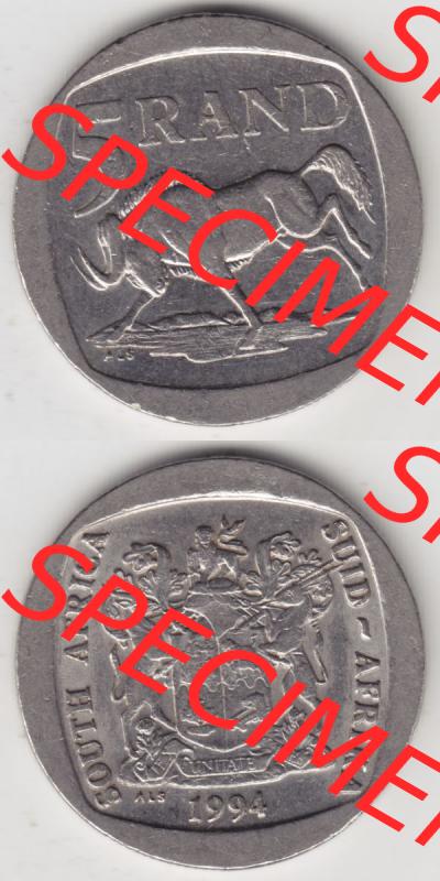Münzen Afrika Südafrika Umlaufmünzen 1994-1995, 5 Rand 1994 (4) Sammlung