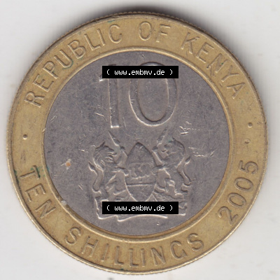 Münzen Afrika Kenia Umlaufmünzen 2005-2009, 10 Schilling - Shillings 20005. Vorderseite einer Münze aus Kenia, Kenia befindet... Sammlung