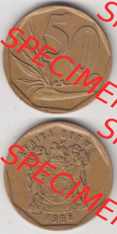 Münzen Afrika Südafrika Umlaufmünzen 1996-2000, 50 Cent 1996 (4) Sammlung